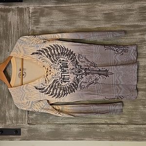 Affliction (Buckle) Sz Med, Peach fade to gray